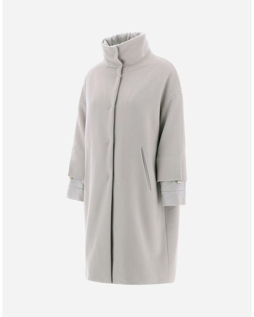 Herno Gray Business Cashmere And Nylon Ultralight Coat