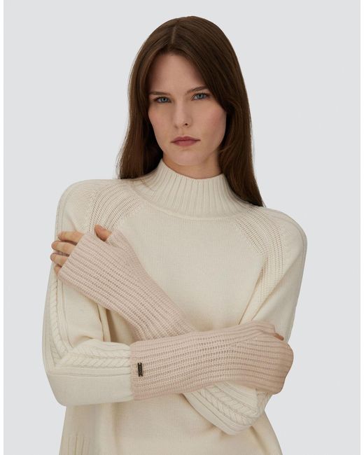 Herno White Guantes De Cob Stitch Carded Wool