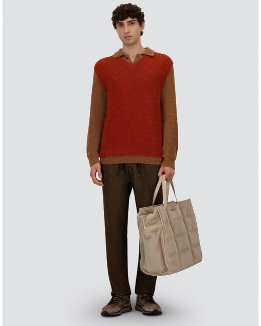 Herno Red Cob Stitch Alpaca Wool Vest for men