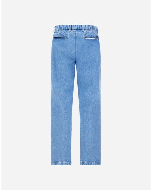 Herno Blue Pleated Denim Trousers for men