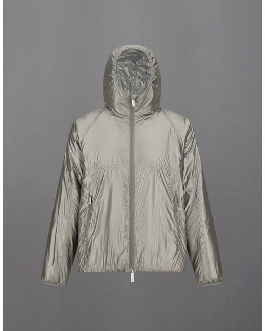Herno Gray Laminar Metallic Shield Hooded Jacket
