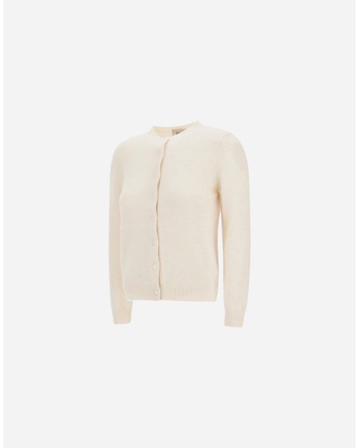 Herno White Stocking-Stitch Alpaca And Wool Cardigan