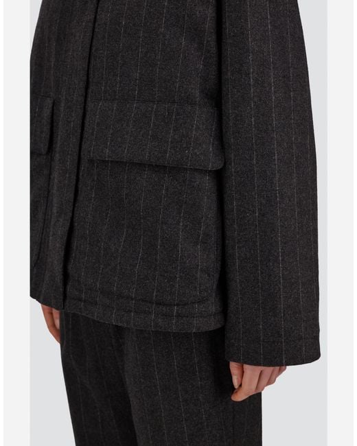Herno Blue Stretch Wool Jacket With Pinstripe Pattern