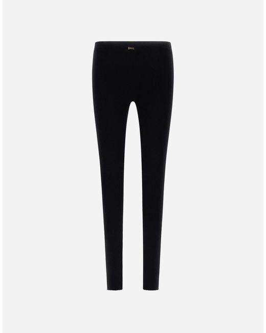 Herno Black Ribbed Wool Leggings