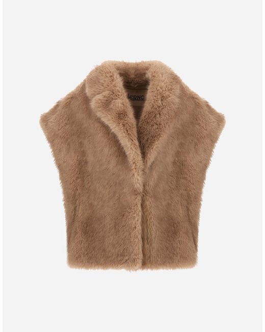 Herno Brown Long-Pile Fur-Touch Vest