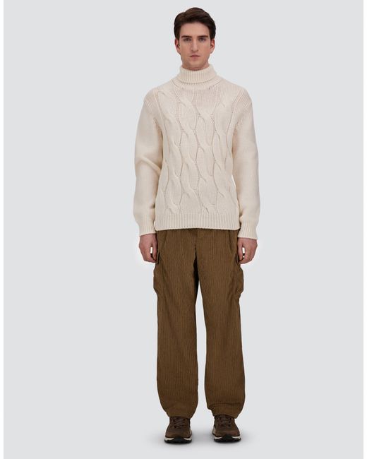 Herno White Cable-Knit Wool Roll-Neck Jumper for men