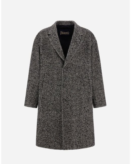 CAPPOTTO IN HERRINGBONE R-WOOL di Herno in Gray da Uomo