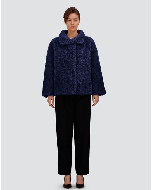 Herno Blue Curly-Effect Fur-Touch Short Jacket