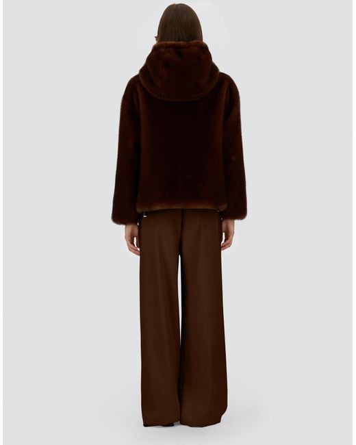 Herno Brown Bomber Jacket In Melange Alternative Mink Fur