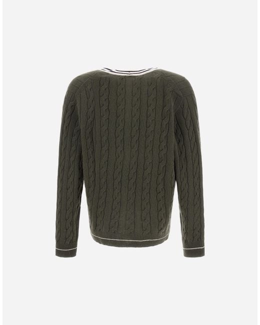 Herno Black Cable-Knit Wool And Cashmere Cardigan for men