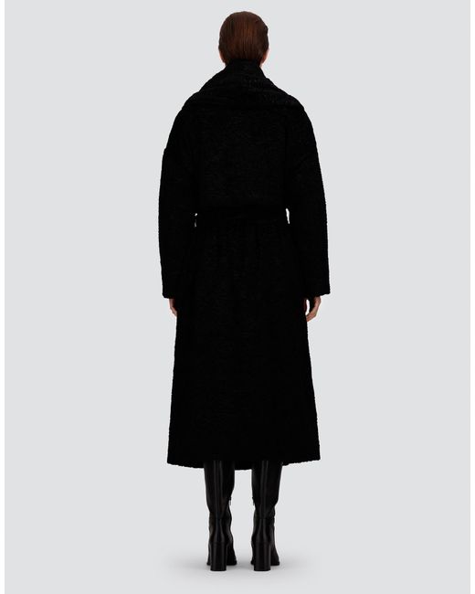 Herno Black Astrakhan-Effect Fur-Touch Coat