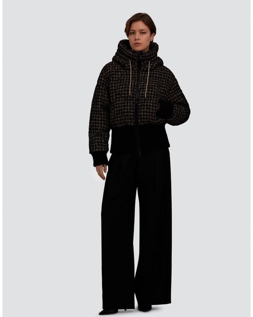 Herno Black Wool Tweed Bomber Jacket