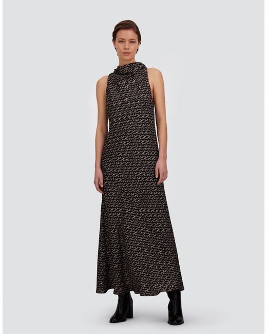 Herno White Silk Dress With Hook Print