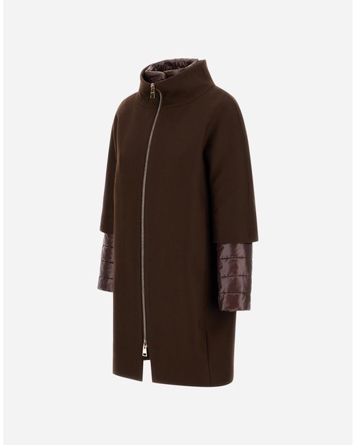 Herno Brown Ecowool And Nylon Ultralight Coat