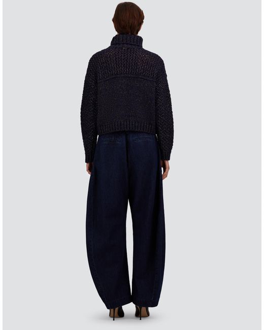 Herno Blue Openwork Knit Turtleneck