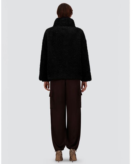 Herno Black Curly-Effect Fur-Touch Short Jacket
