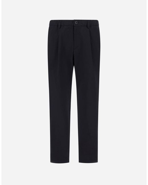 Herno Blue Cotton Feel Trousers With Drawstring for men