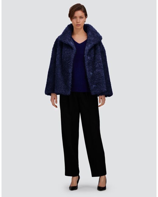 Herno Blue Curly-Effect Fur-Touch Short Jacket