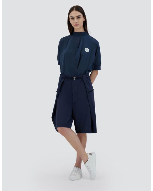 Herno Blue Globe Cropped Trousers In Eco Everyday