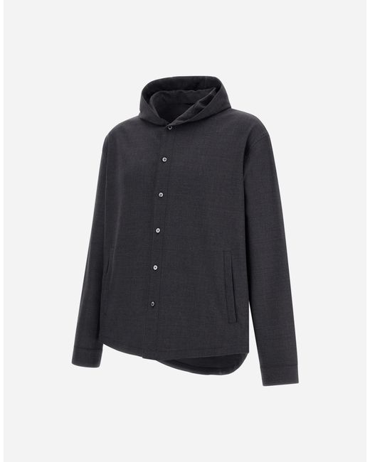 Herno Blue Fluid Wool Shacket for men