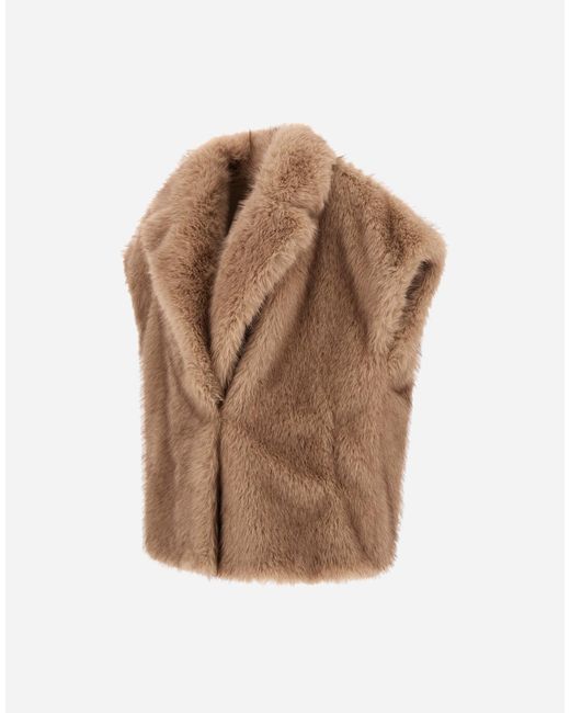 Herno Brown Long-Pile Fur-Touch Vest