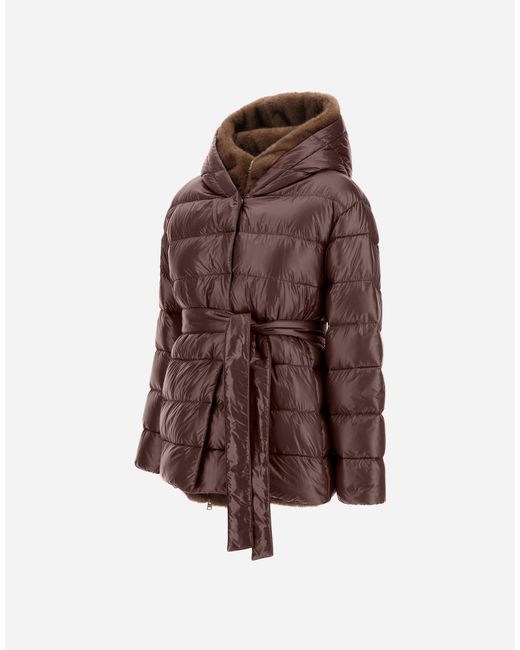 Herno Brown Nylon Ultralight And Melange Mink-Effect Jacket