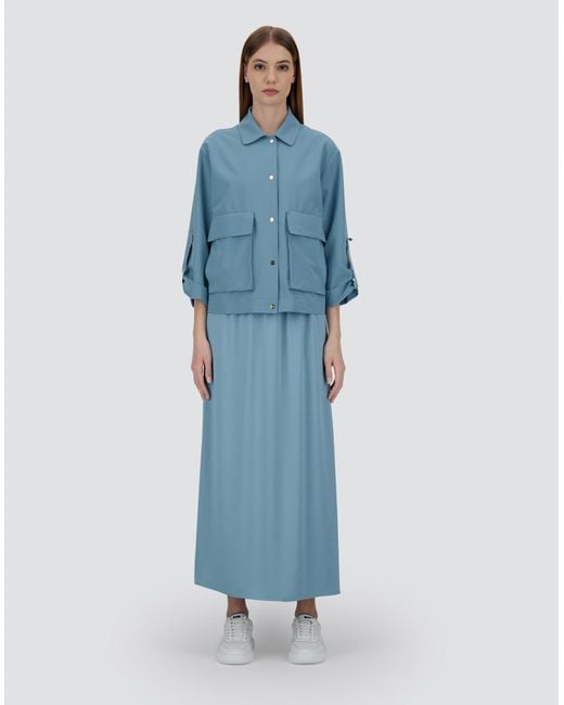 Herno Blue Chaqueta Camisera De Viscose Effect