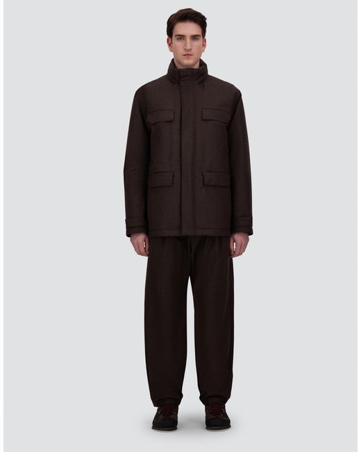 Herno Brown Flannel Field Jacket With Waterproof Membrane for men