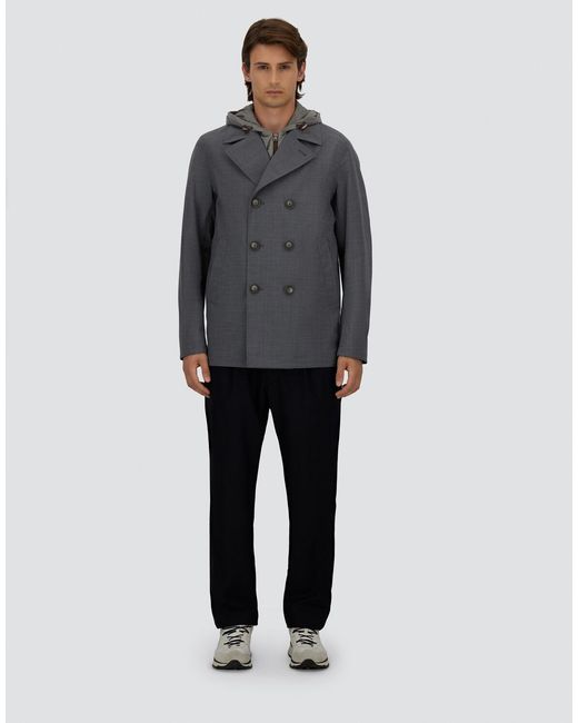 Herno Gray Wool, Ecoage And 3-Layer Membrane Pea Coat for men