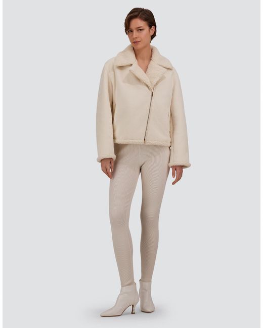 Herno Natural Corduroy Biker Jacket With Shearling-Effect Interior