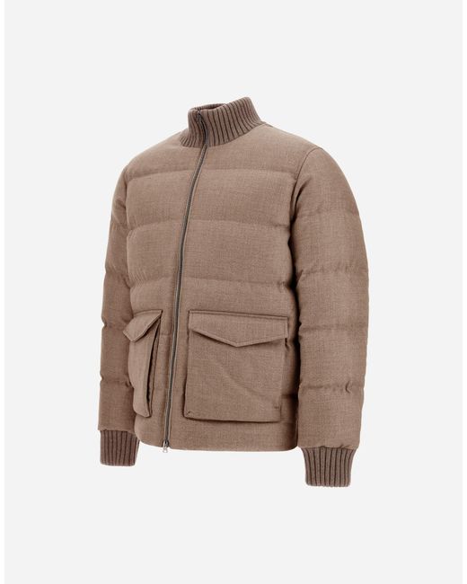 Herno Brown Wool Tweed Bomber Jacket for men