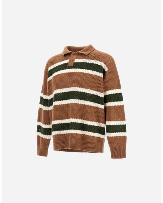 Herno Multicolor Wool Polo Shirt With Openwork Knit for men