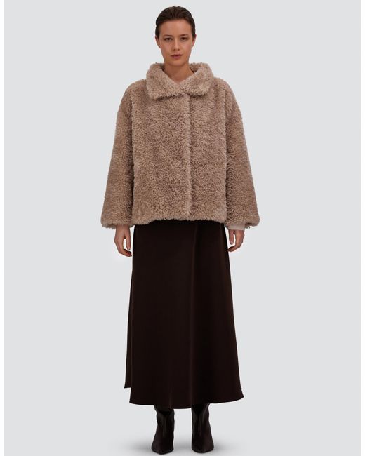 Herno Brown Curly-Effect Fur-Touch Short Jacket