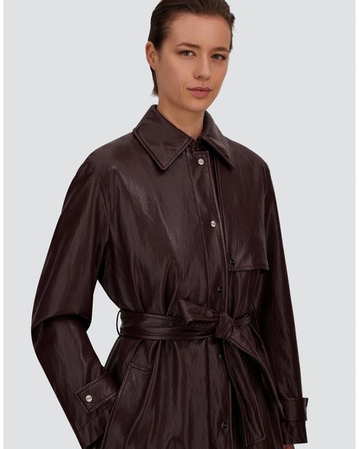 Herno Brown Leather-Effect Trench Coat