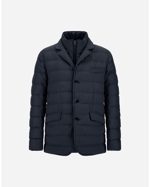 Herno Blue Wool-Blend, Viscose And Suede-Effect Blazer for men