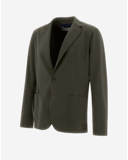 Herno Green Blazer In Non-washed Light Scuba for men