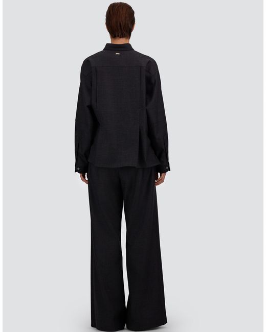 Herno Blue Stretch Wool Gabardine Shirt
