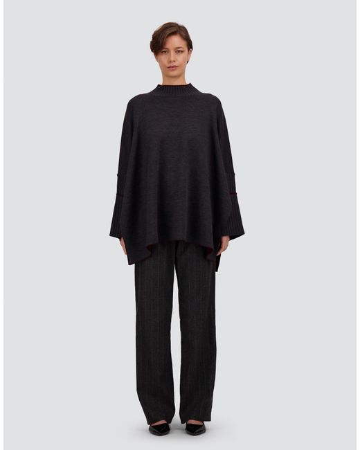Herno Gray Double-Knit Wool Poncho