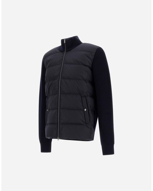 Herno Blue Wool Jacket With A Waffle-Knit Texture And Nylon for men