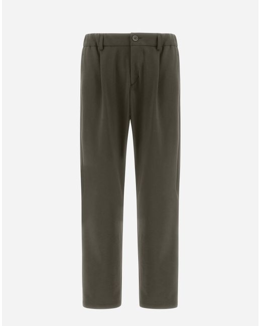 Herno Green Trousers In Light Non-washed Scuba for men