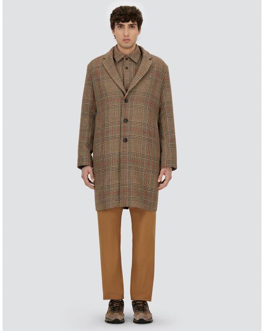Herno Brown Glen Check R-Wool Coat for men