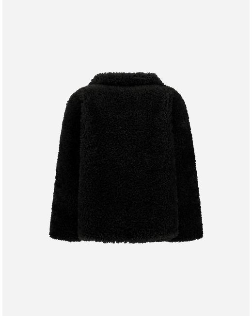 Herno Black Curly-Effect Fur-Touch Short Jacket