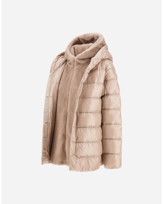 Herno Natural Nylon Ultralight And Melange Mink-Effect Jacket