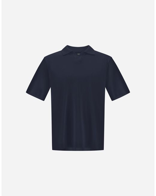 Herno Blue Jersey Knit Effect Polo Shirt for men