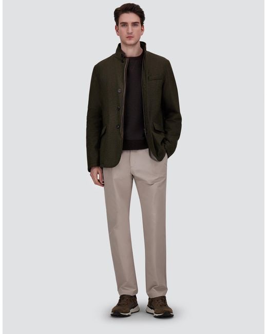 Herno Green Wool, Silk And Suede Effect Jacket for men