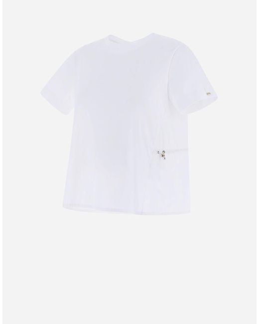 Herno White Chic Cotton Jersey And New Techno Taffetà T-shirt