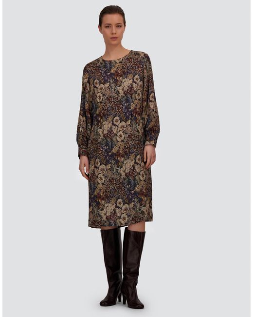 Herno Blue Satin Dress With Floral Print
