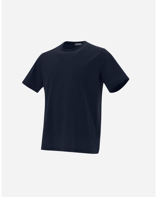 Herno Blue T-shirt In Superfine Cotton Stretch for men
