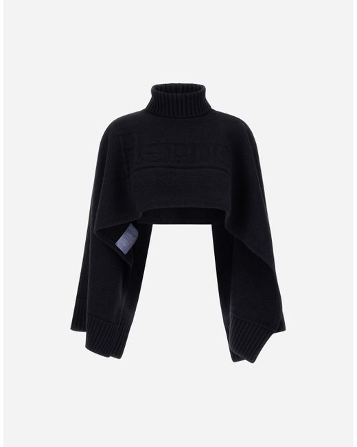 PONCHO IN 100% WOOL di Herno in Black