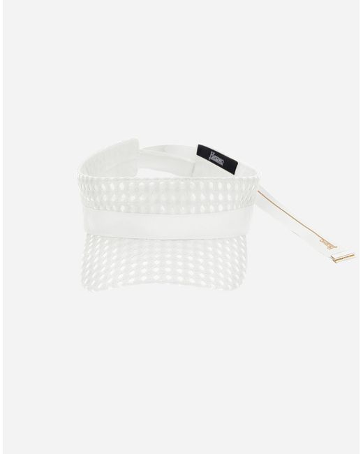 Herno White Coated Lace And Grosgrain Visor